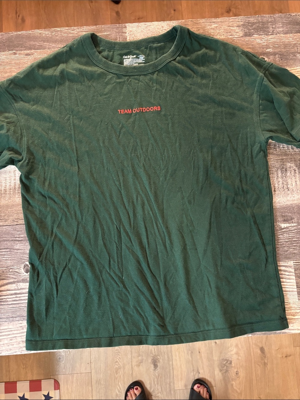 TEAM OUTDOORS green boys husky T-Shirt oversized boxy